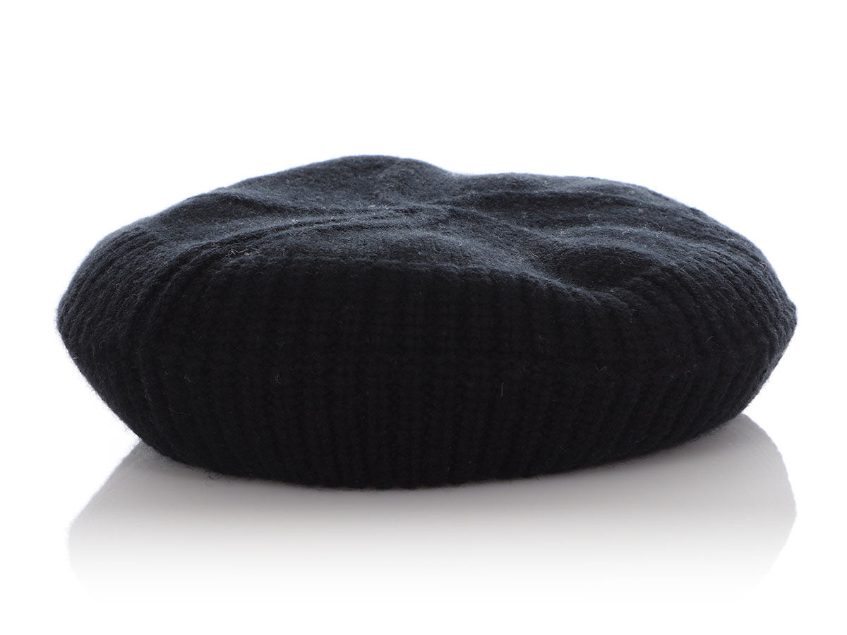 Chanel Vintage Black Knit Cashmere CC Star Beret by Ann's Fabulous Finds