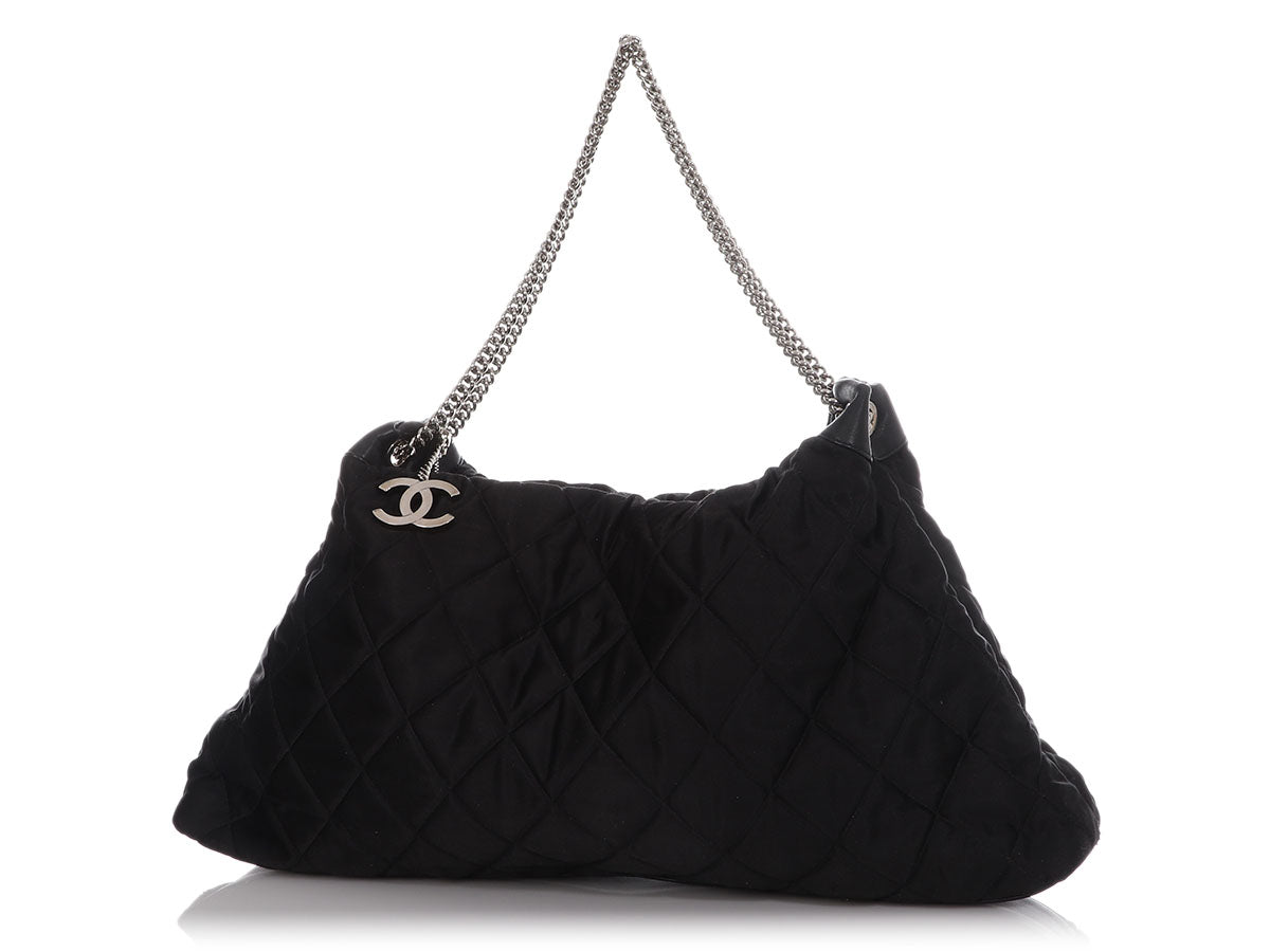 Chanel XL Black Quilted Satin Tote by Ann's Fabulous Finds