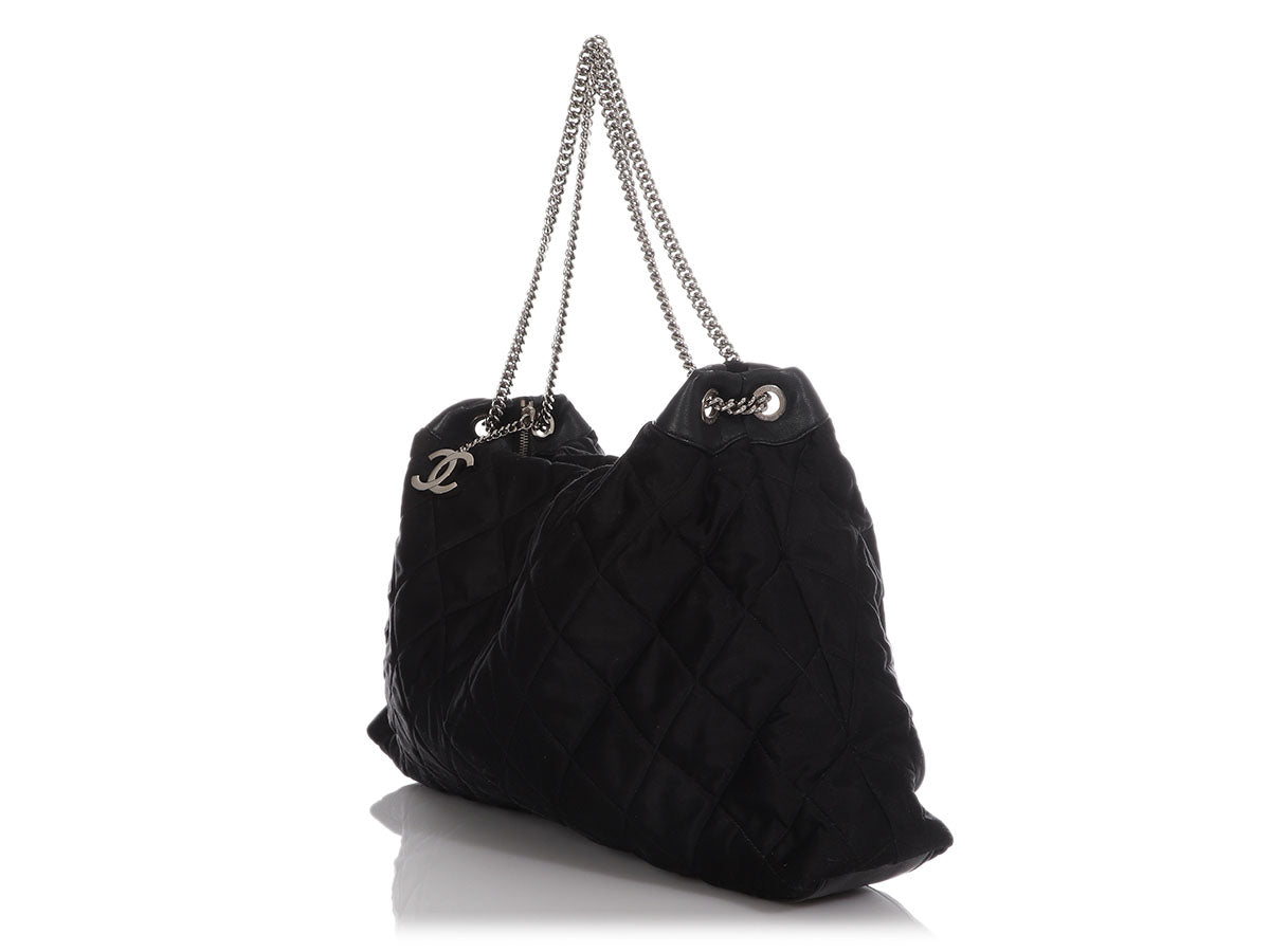Chanel Black Calfskin Leather CC Large Shopping Tote Bag - Yoogi's