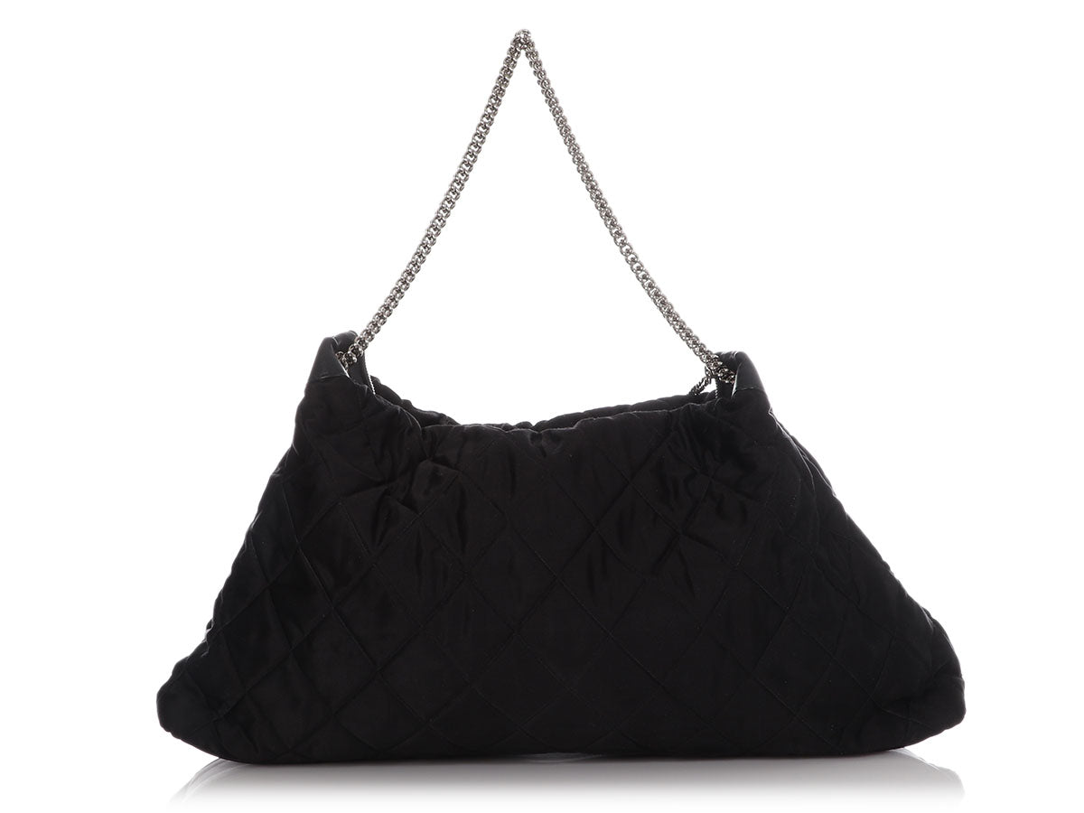 Chanel Black Quilted Calfskin Mini 22 Bag Brushed Silver Hardware