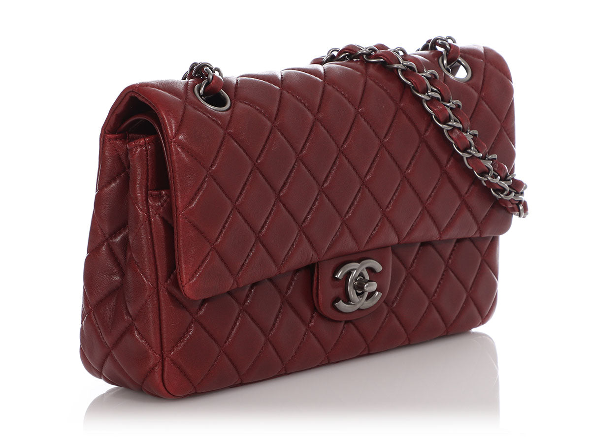 Chanel Quilted Lambskin Leather Mini Flap Burgundy Crossbody Shoulder Bag