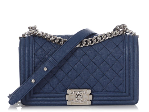 Chanel Small Black Quilted Shiny Calfskin Chain-embellished Boy Bag by Ann's Fabulous Finds