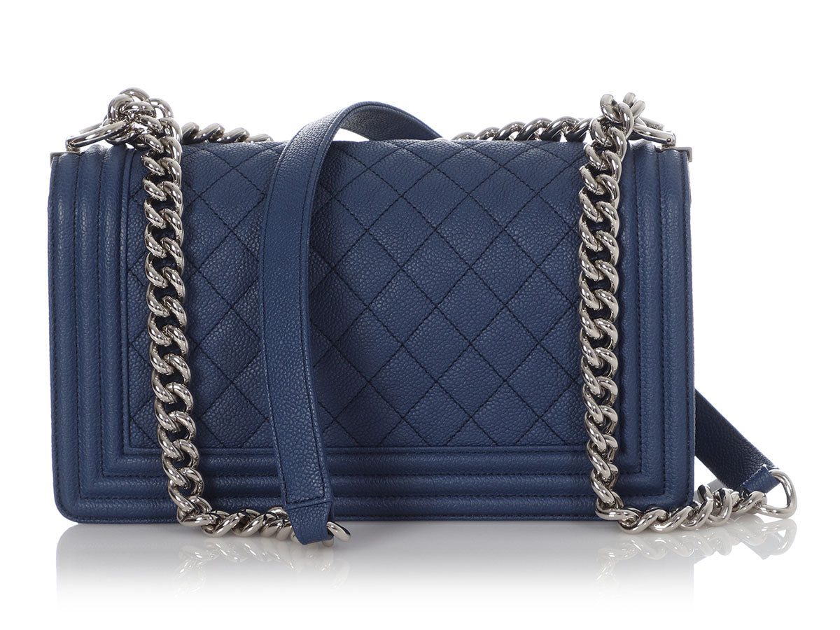 Chanel Old Medium Navy Quilted Caviar Boy Bag by Ann's Fabulous Finds