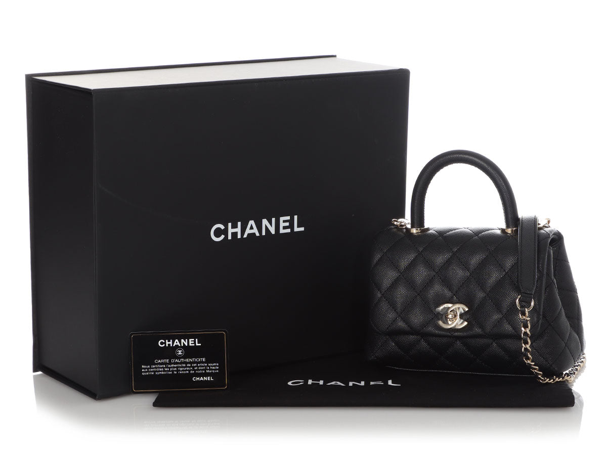 Chanel Extra Mini White Quilted Caviar Coco Handle TPM