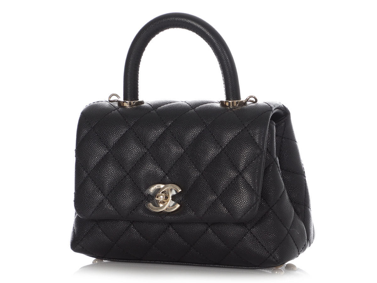 Chanel Extra Mini Black Quilted Caviar Coco Handle TPM by Ann's Fabulous Finds