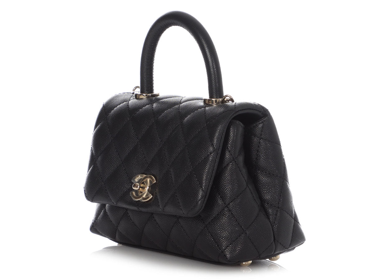 Chanel Extra Mini Chevron Coco Handle Bag So Black Caviar – Coco Approved  Studio