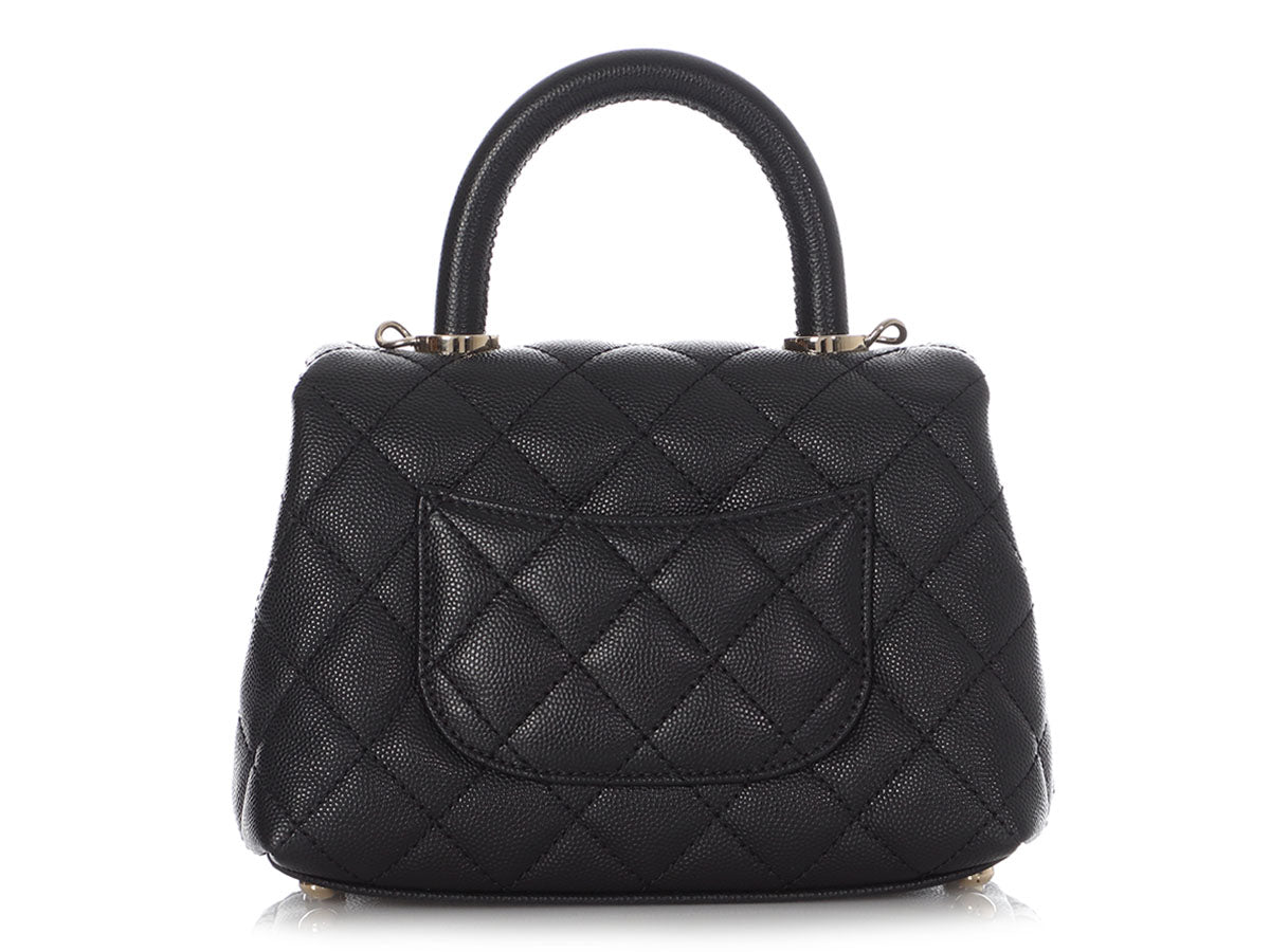 Chanel Coco Handle Bag Quilted Caviar Extra Mini Iridescent Blue Rainbow HW