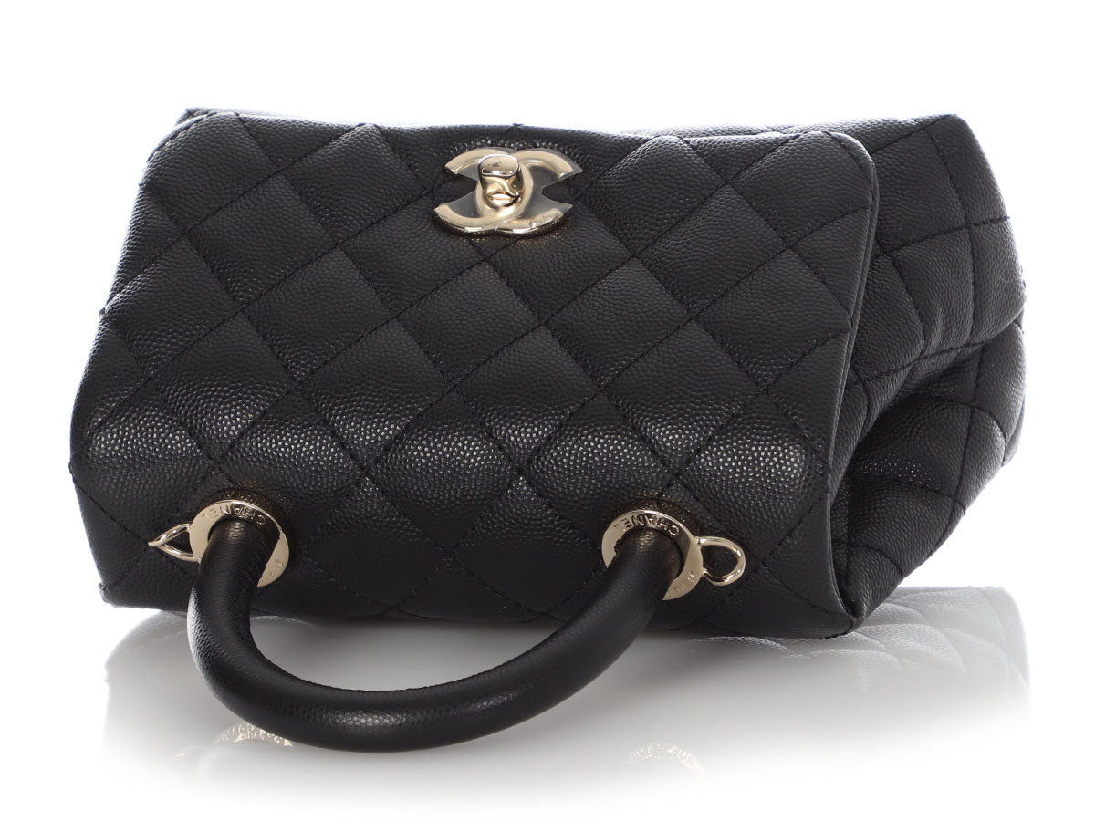 Chanel Black Quilted Caviar Extra Mini Coco Handle TPM Gold Hardware, 2021 (Like New), Womens Handbag