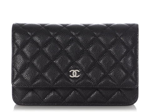 Chanel Black Quilted Caviar Wallet On Chain WOC