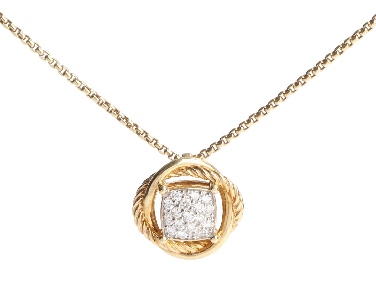 David Yurman Small 18K Yellow Gold Diamond Infinity Pendant Necklace