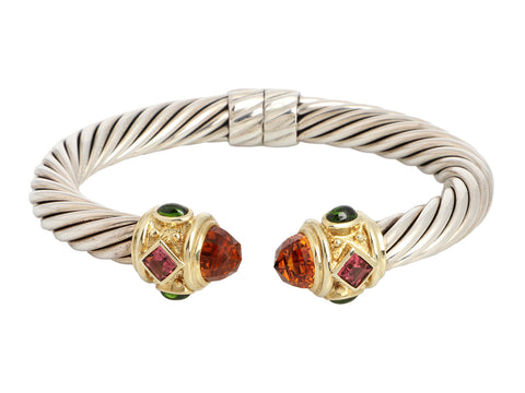 David Yurman Two-Tone Multistone Renaissance Bracelet 10mm