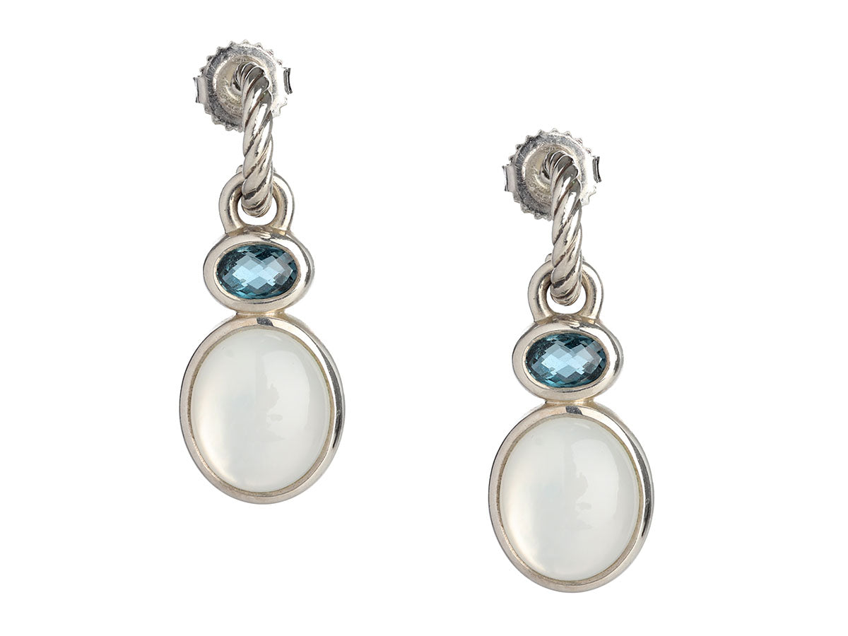 David Yurman Petite Chatelaine Pave Bezel Stud Earrings in 18K Yellow Gold  with Hampton Blue Topaz  Baileys Fine Jewelry