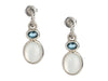 David Yurman Sterling Silver Moonstone and Blue Topaz Pierced Drop Earrings