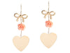 Emily and Ashley 14K Yellow Gold Coral Bow and Heart Pierced Drop Earrings