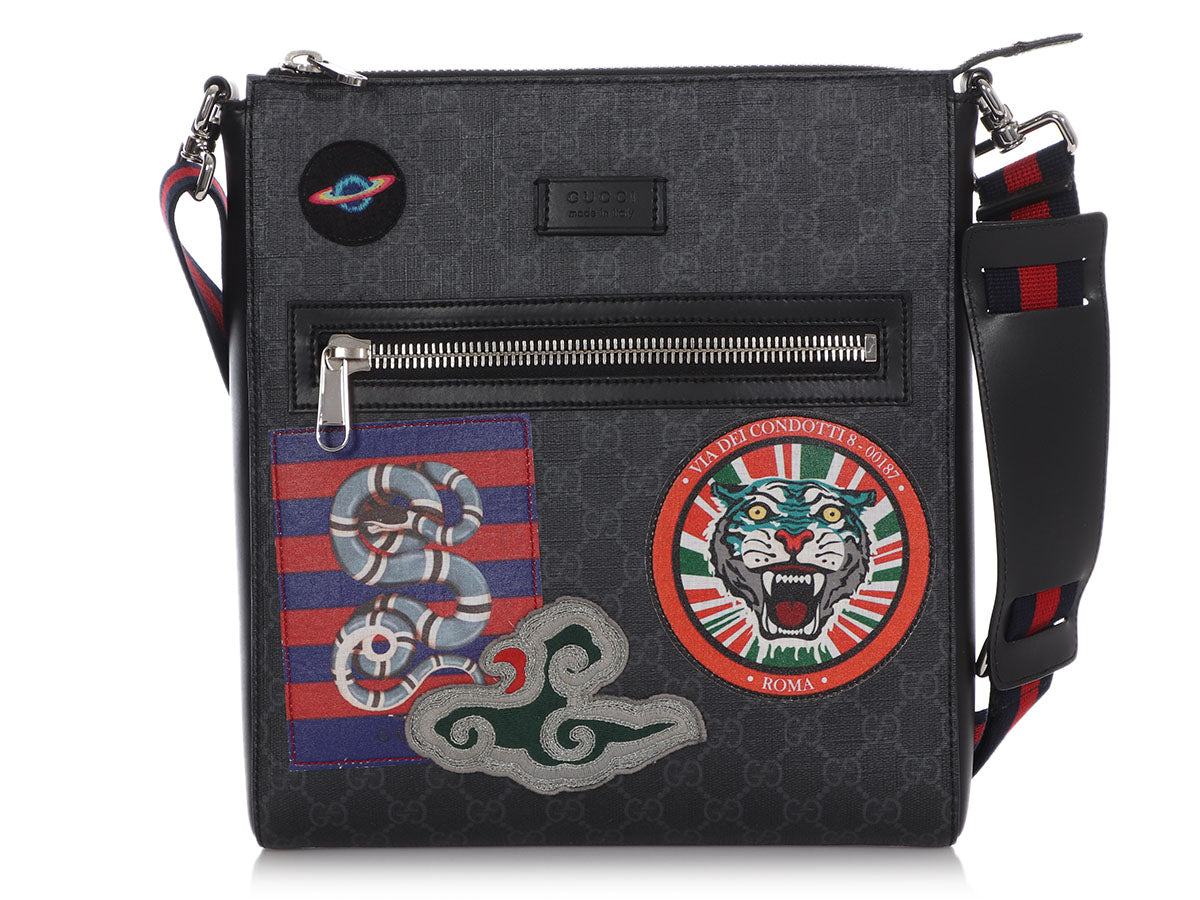 Gucci, Bags, Gucci Tigers Black And Grey Gg Supreme Messenger Bag