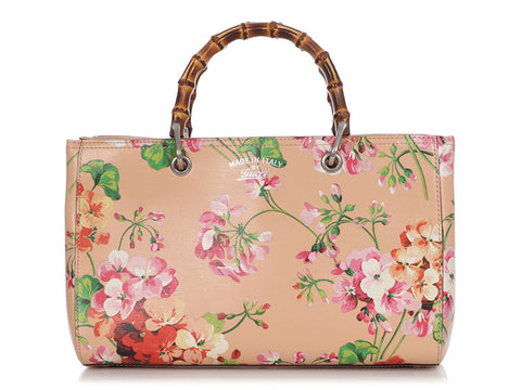 Gucci Pink Floral Bamboo Tote