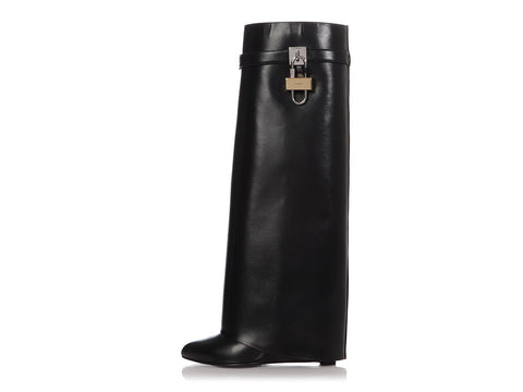 Givenchy Black Calfskin Shark Lock Boots