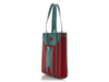 Hermès Green Calfskin and Red Cotton Canvas Petit H Bell Bag