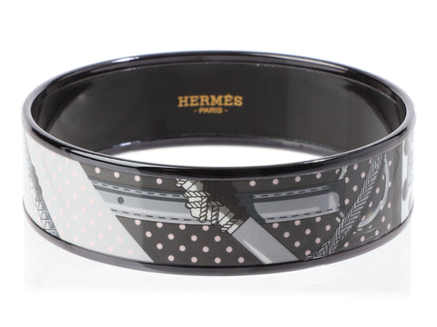 Hermès Wide Black PVD A Pois Enamel Bangle 65
