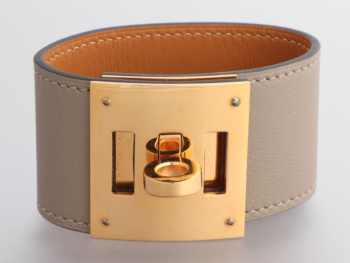 preowned Hermès Kelly Dog Extreme Cuff Etoupe Swift