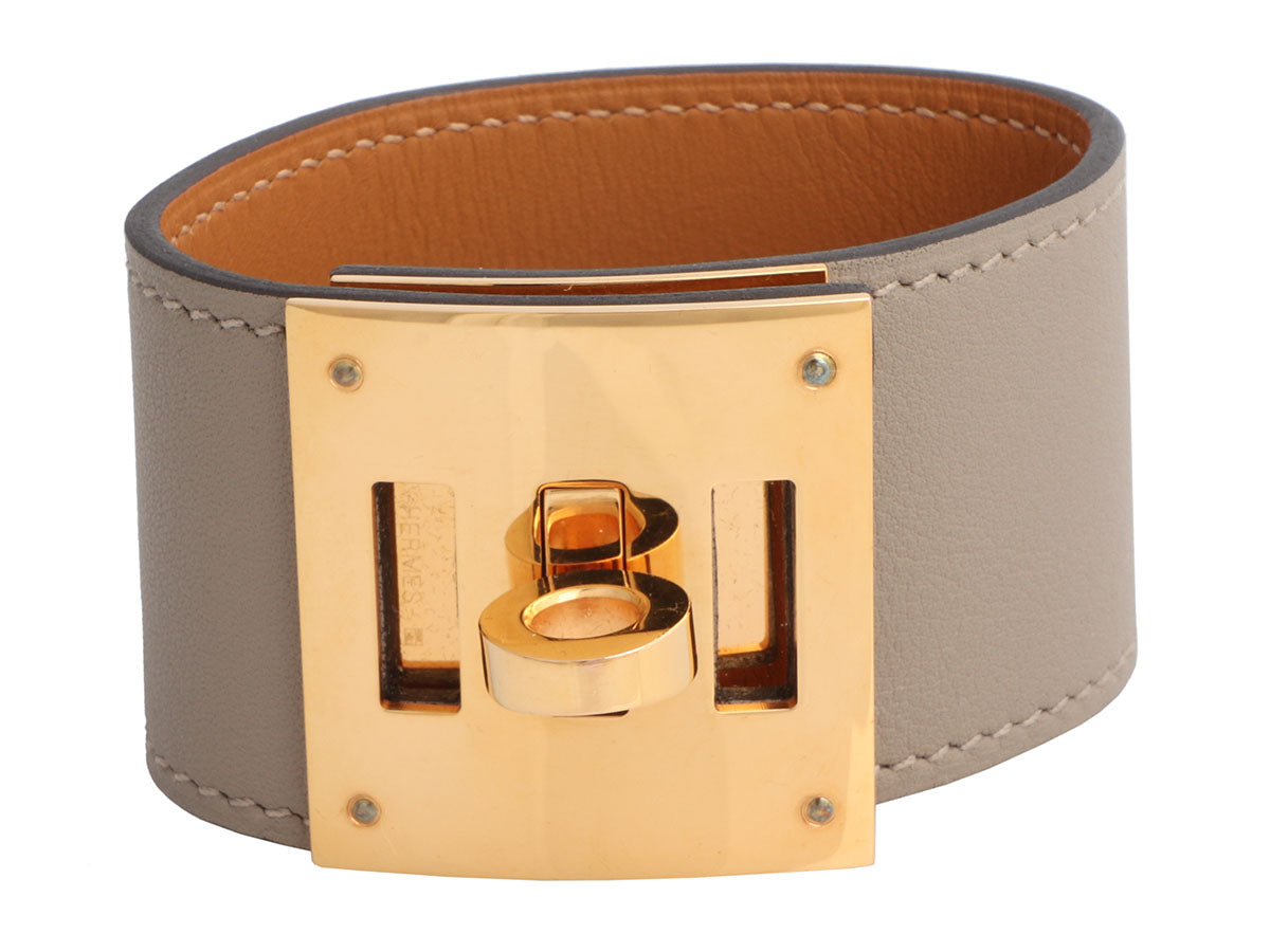 preowned Hermès Kelly Dog Extreme Cuff Etoupe Swift