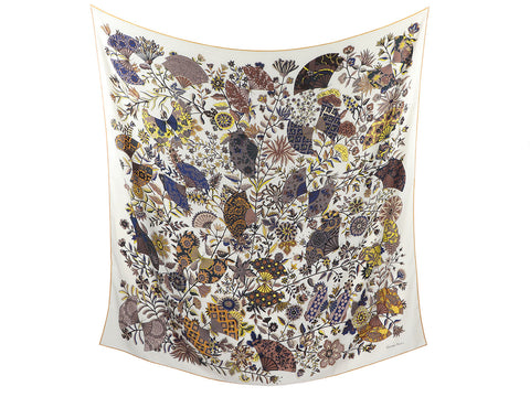 Hermès Fleurs et Papillon de Tissus Cashmere Silk Shawl 140cm