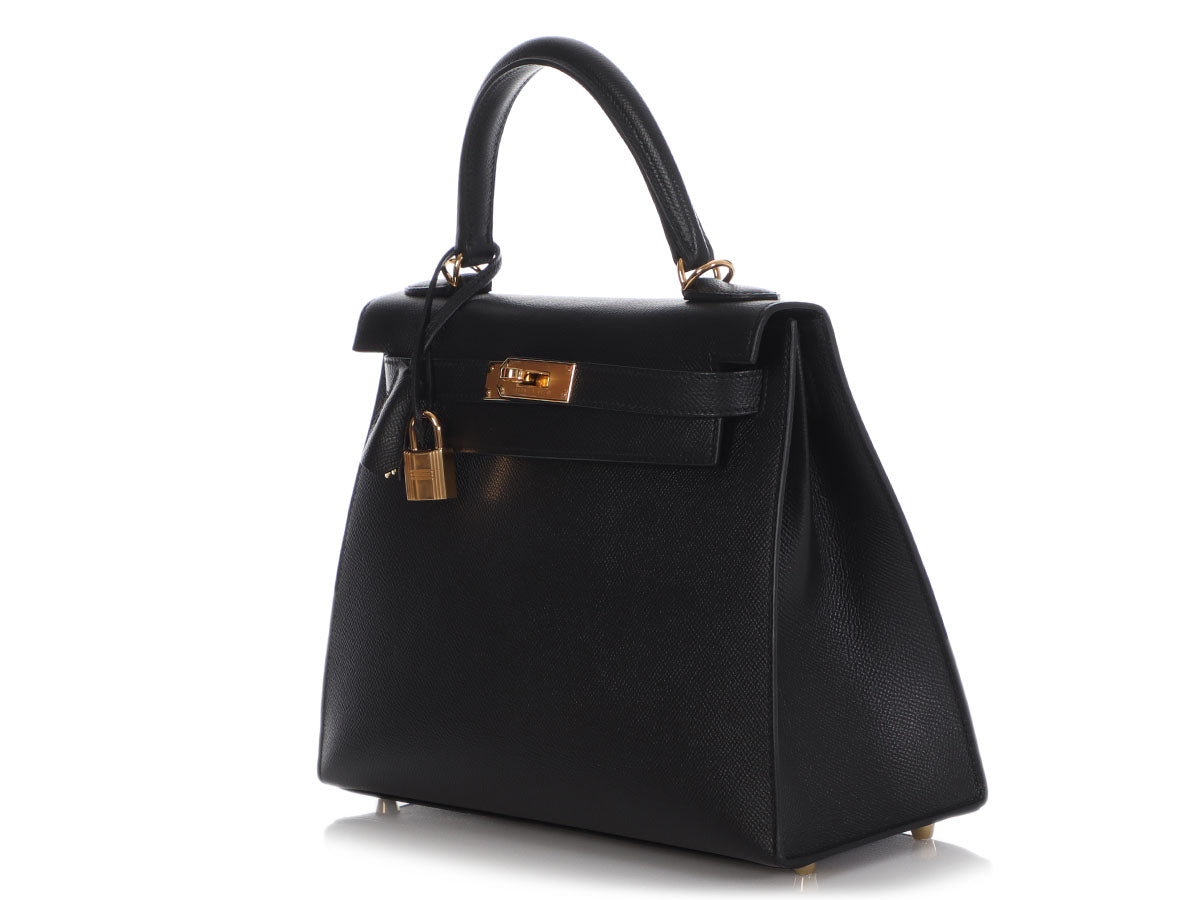 Holy Grail* Hermes Kelly 25 Sellier Handbag Black Epsom Leather