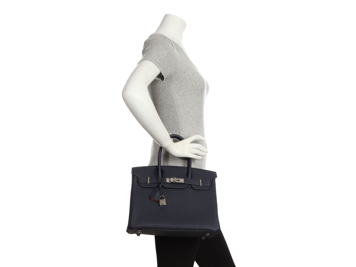 Hermes Navy Blue Nuit Togo 30cm Birkin Gold Hardware Bleu Nuit