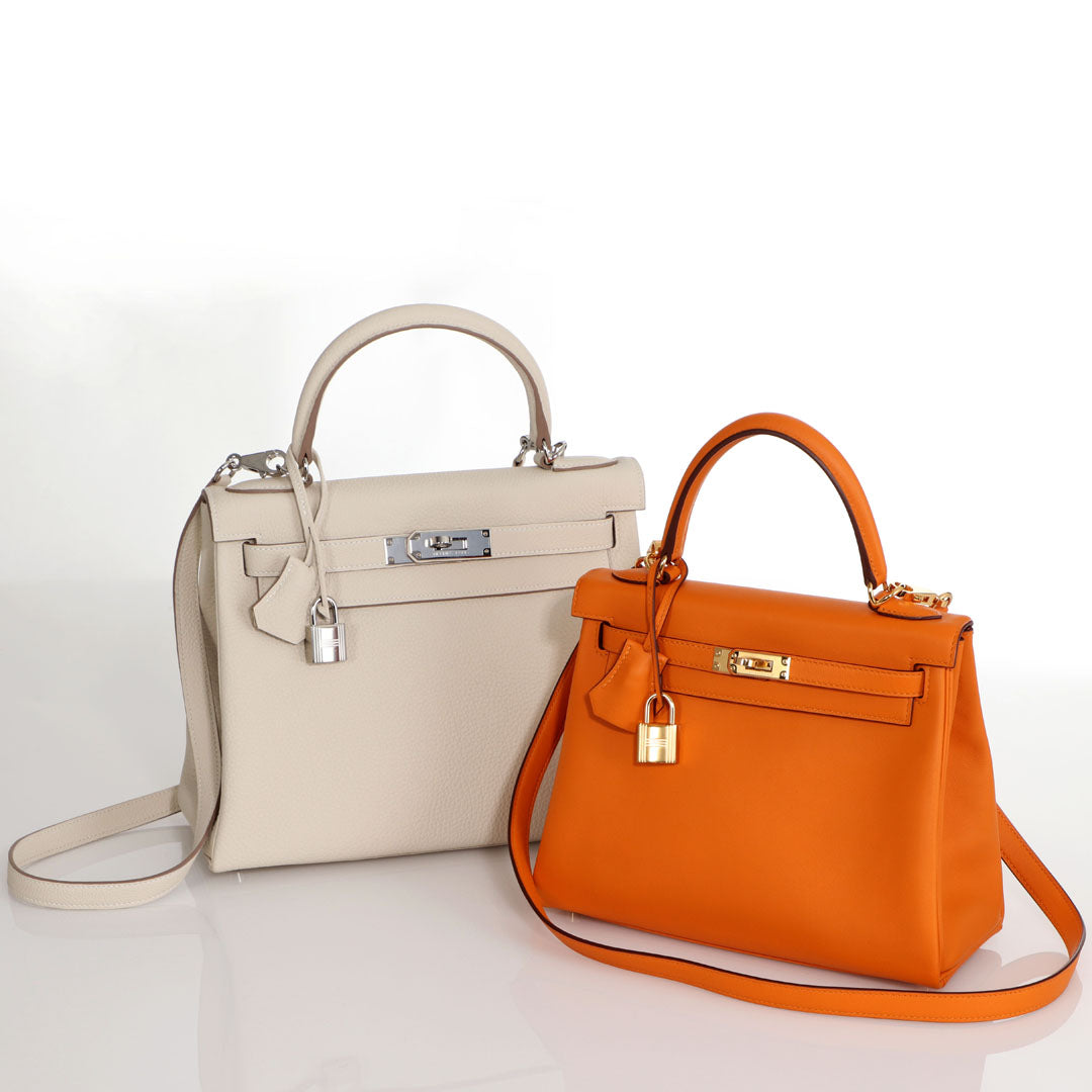 Hermes Craie Off White Gold Hardware Togo Kelly 28 Bag Leather