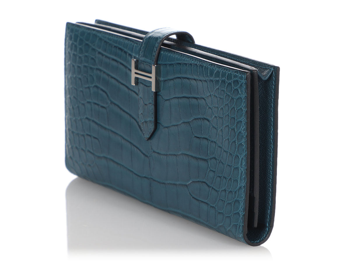 Hermès Rouge Casaque Bearn Gusset Wallet - Ann's Fabulous Closeouts