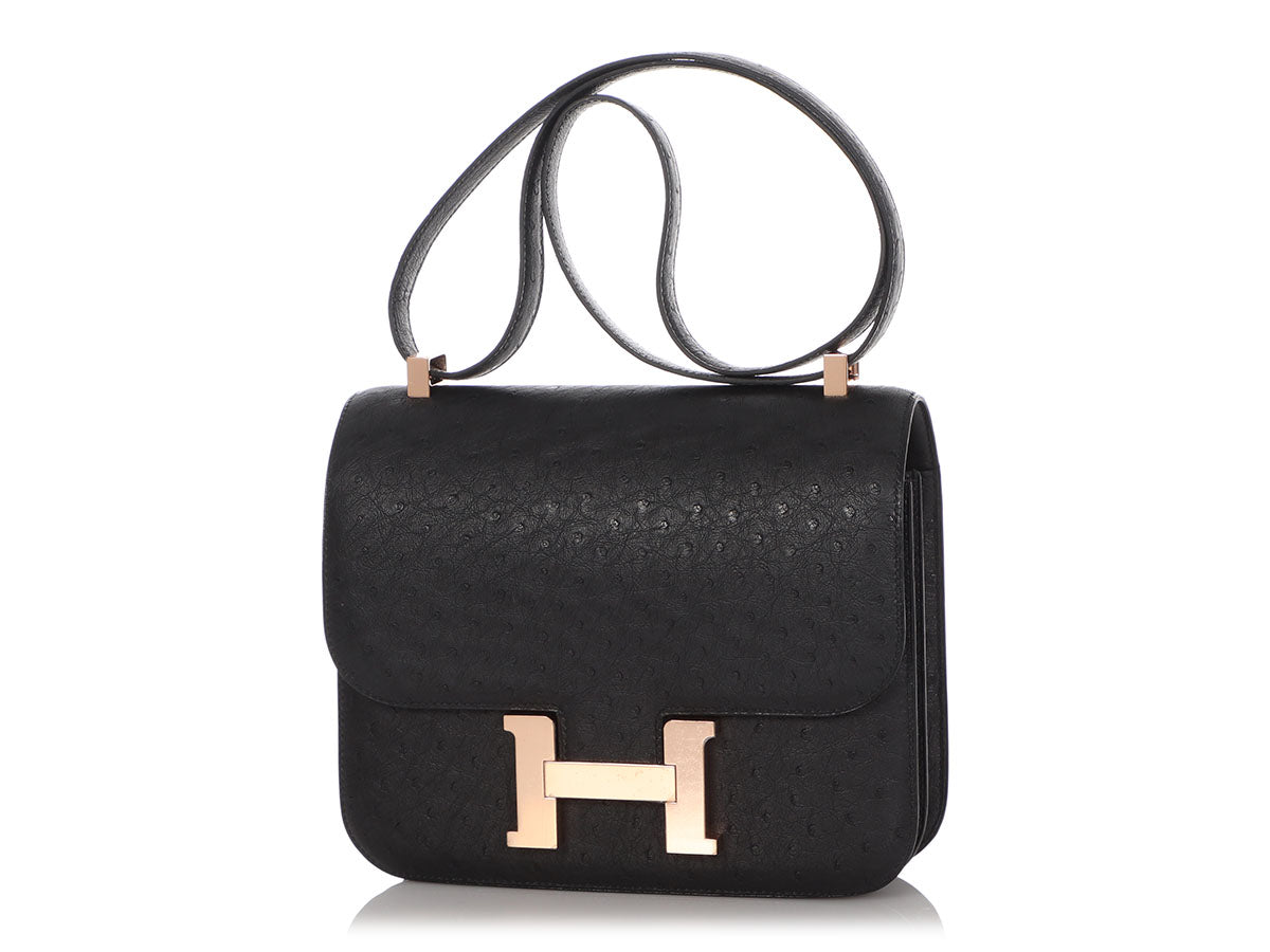 Hermes Birkin 25 Black Ostrich Gold Hardware