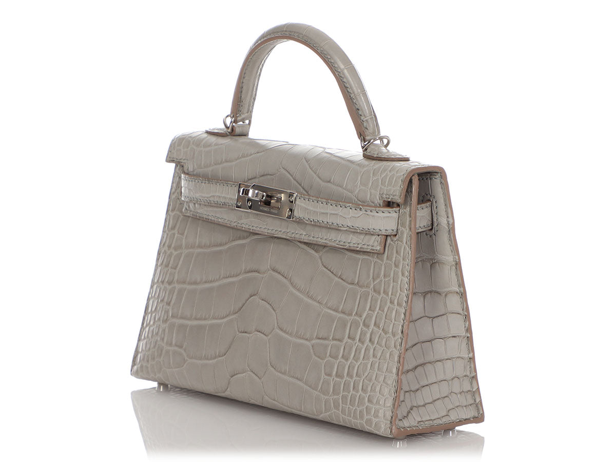 Hermes Mini Kelly II 20 Gris Perle & Noir HSS Matte Alligator - MAISON de  LUXE