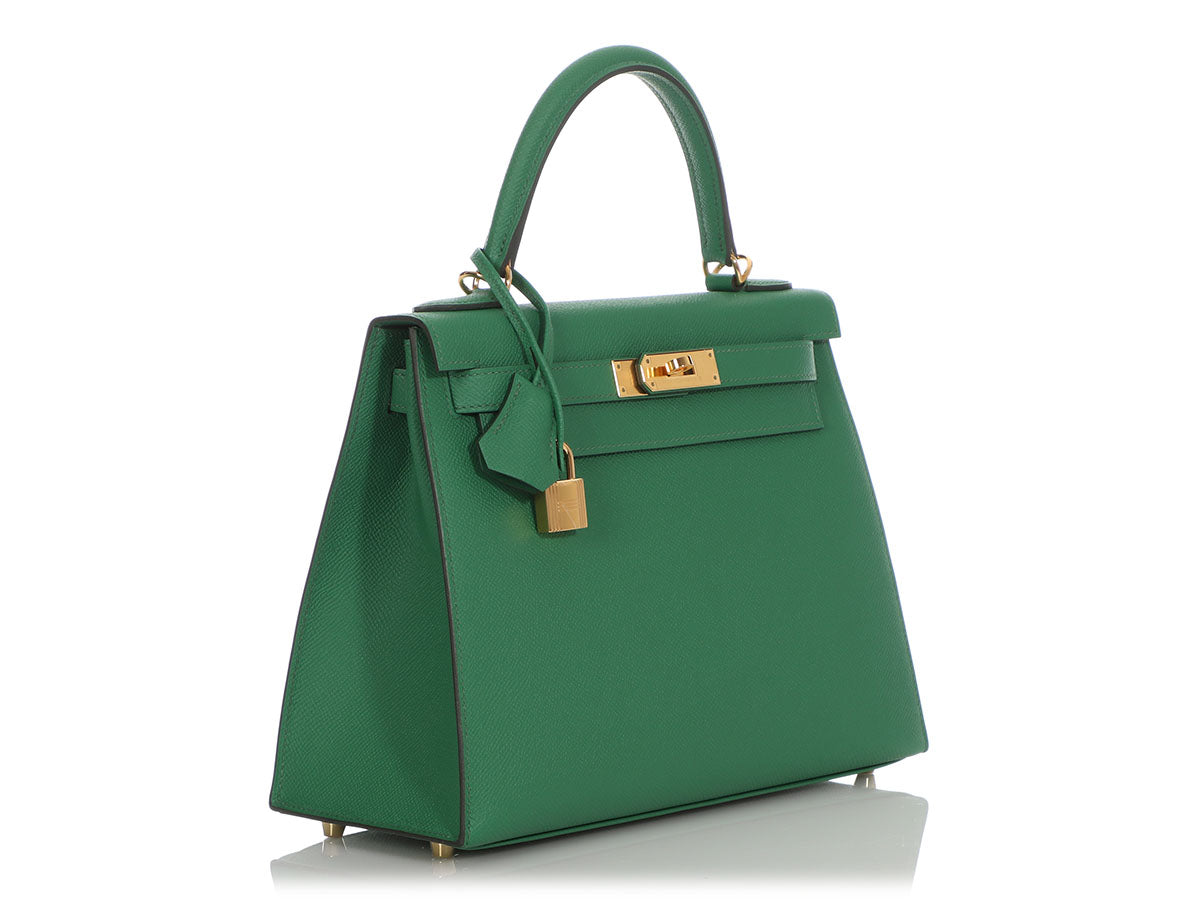 Hermes Kelly 25 In Cactus Green: Crocodile