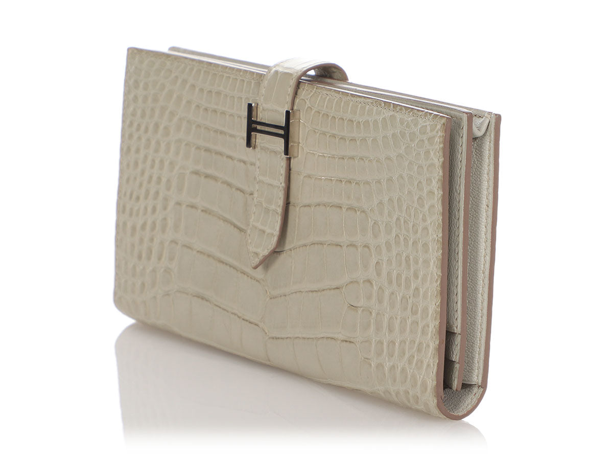 Hermès Bleu Atoll Swift Dogon Compact Wallet - Ann's Fabulous Closeouts