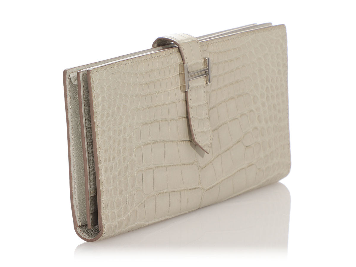Hermès Bearn Wallet With Gusset Bourgogne Alligator Gold Hardware