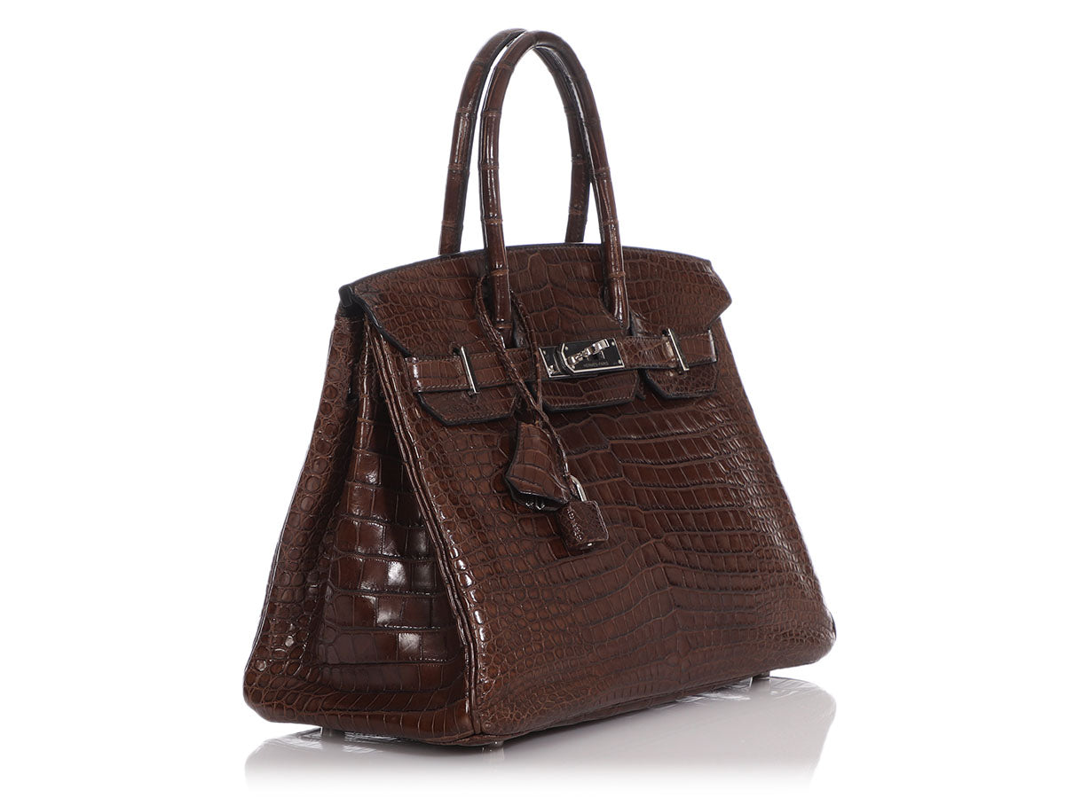 Birkin 30 crocodile handbag Hermès Brown in Crocodile - 22278973