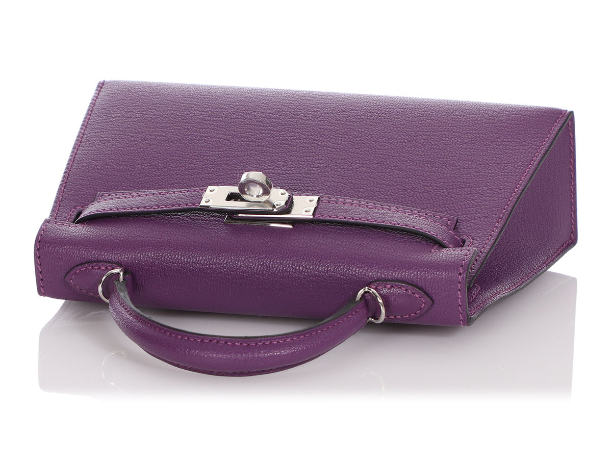 Hermès Mini Violet Chèvre and Bleu Marine Leather Kelly Verso 20