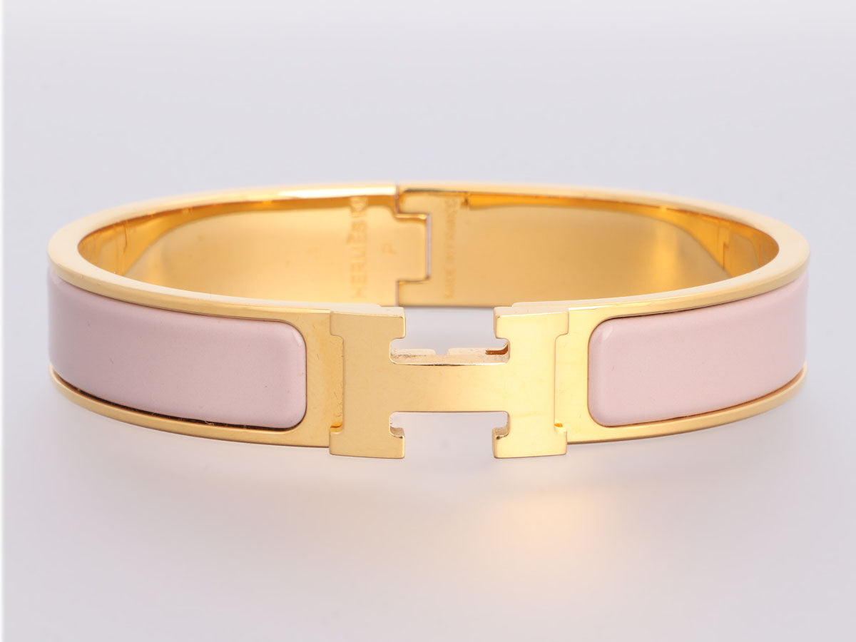 Hermes Clic H Diamond Bangle Bracelet in 18k Rose Gold