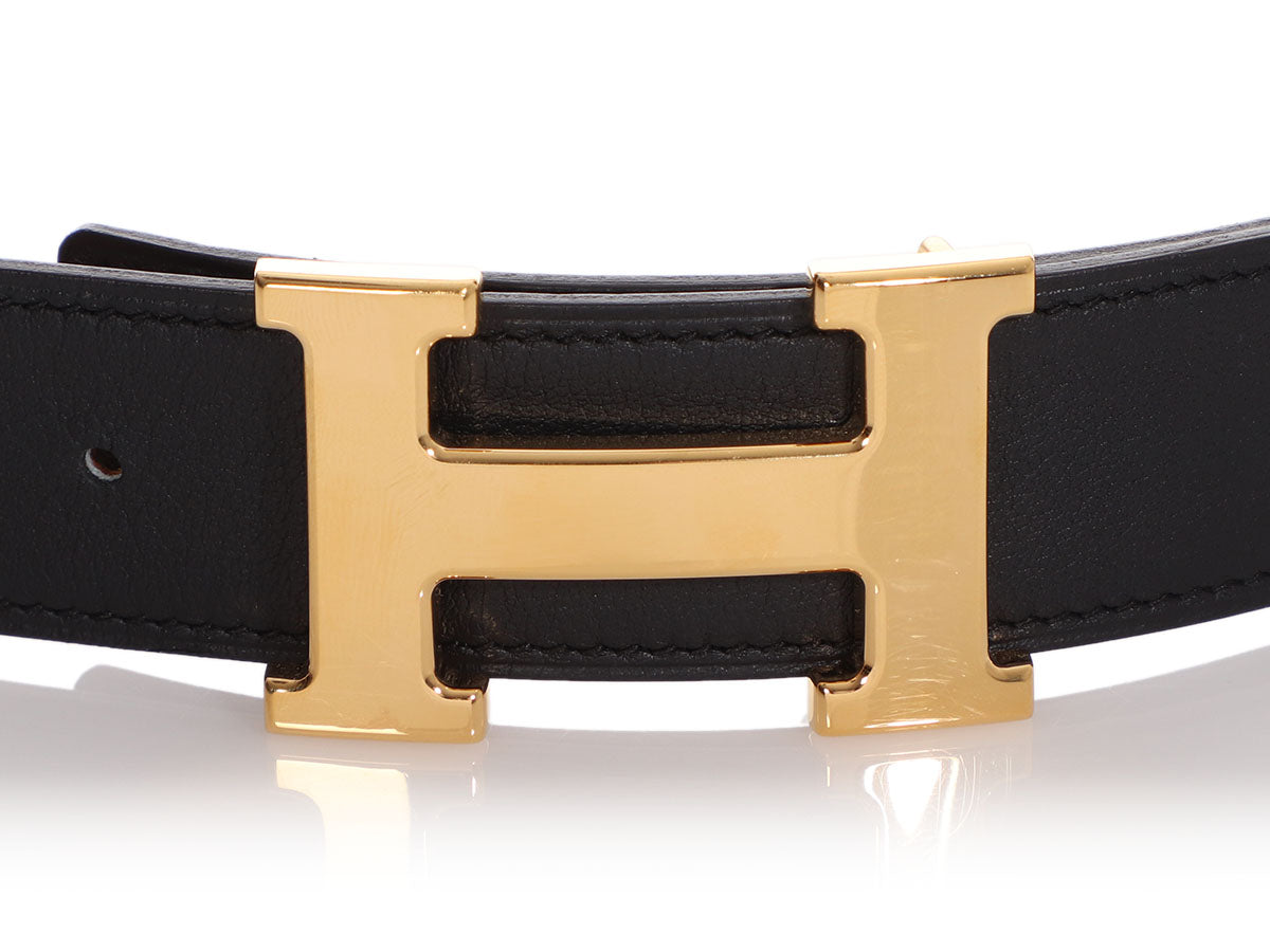 Hermes H Strie Constance Black & Purple Reversible 80cm Belt – On Que Style