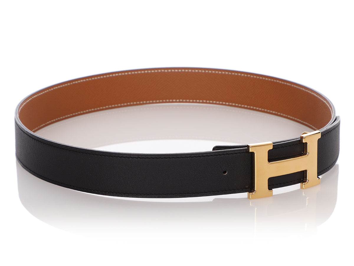 Hermès Rouge H and Gold Togo Reversible Belt Strap 32mm - Ann's