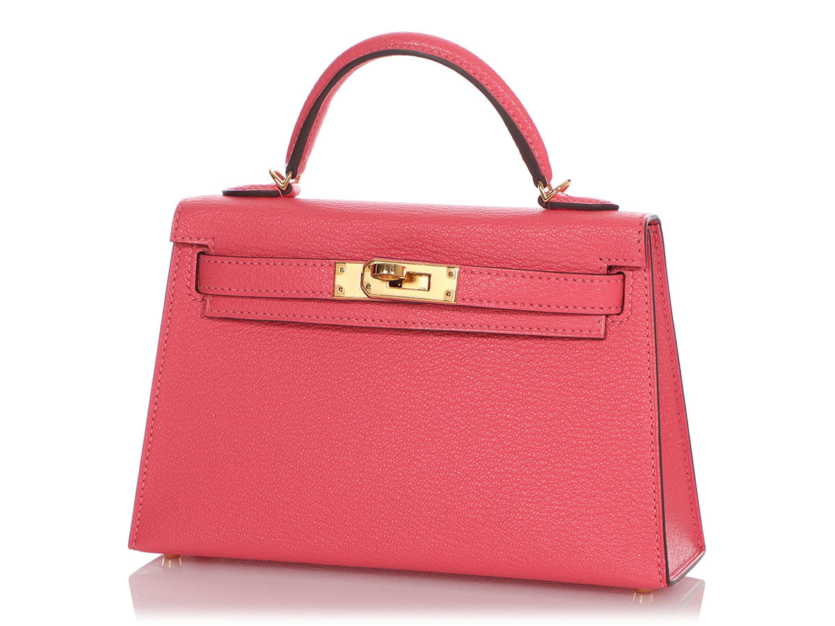 Hermes Kelly 20 Mini Sellier Bag Rose Lipstick Chevre Leather Palladiu –  Mightychic