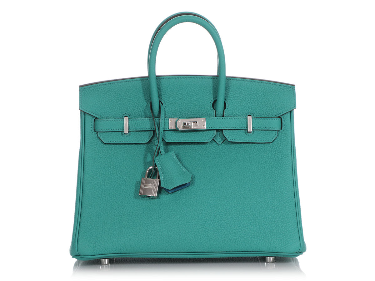 24  Bleu Lin Verso Birkin 25-Hermes