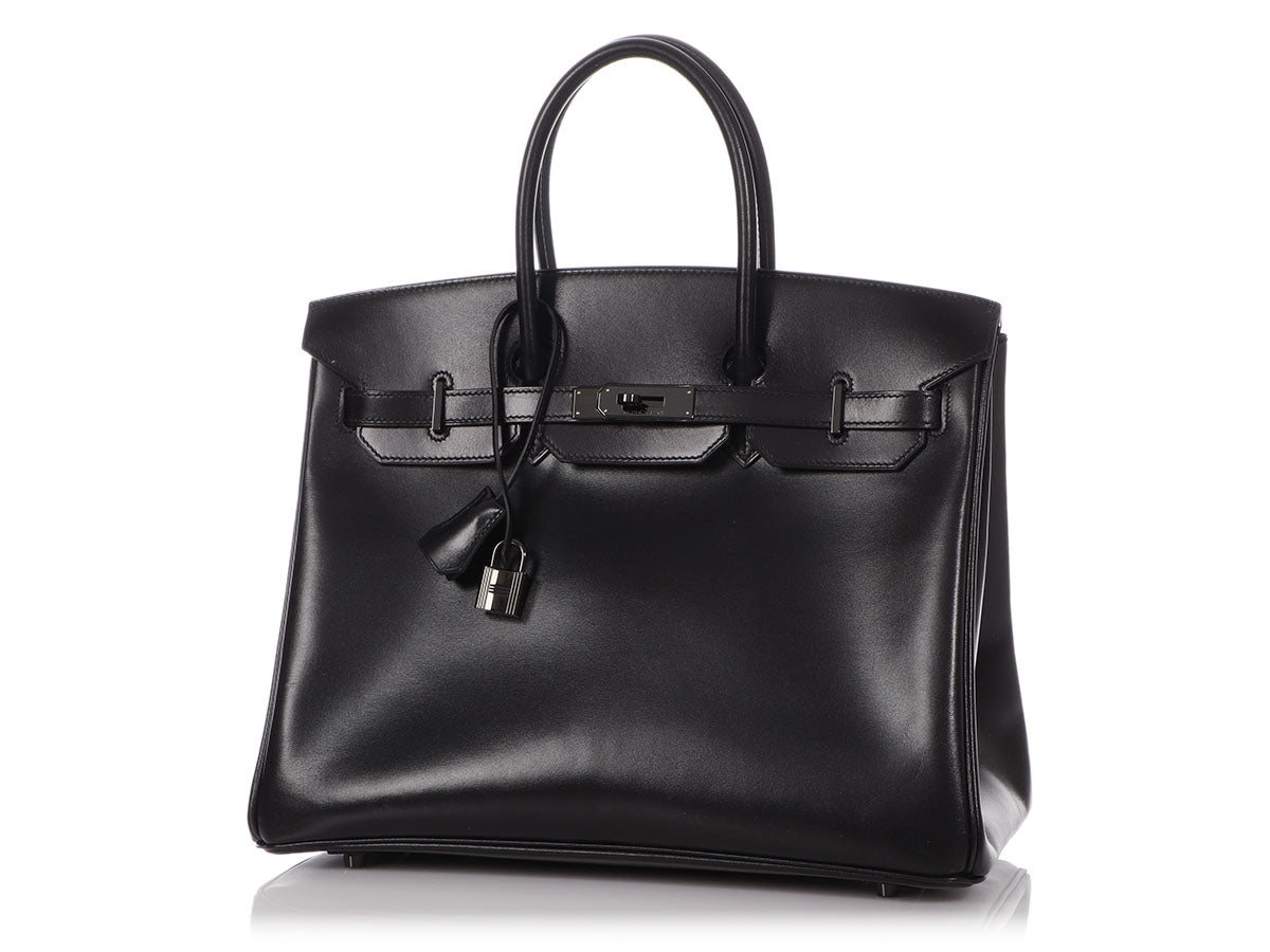 HERMES Birkin 30 So Black Box Calfskin Leather Black Top Handle Satchel  Tote Bag For Sale at 1stDibs