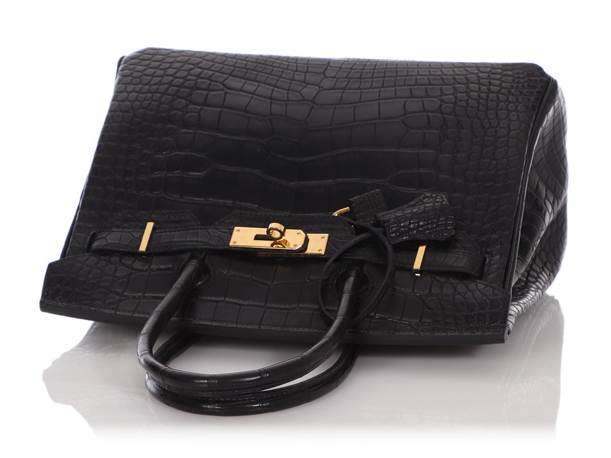 Hermès Birkin 30 Noir (Black) Alligator Mississippi Matte Brushed