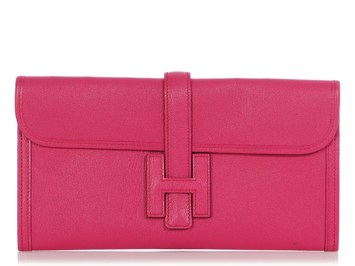 Hermes Jige Elan Clutch Epsom Leather In Red