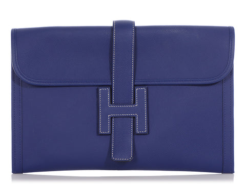 Hermès Bleu Electrique Epsom Jigé Clutch PM