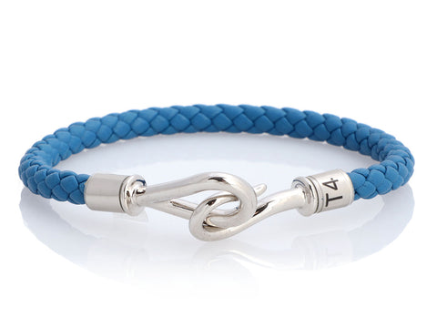 Hermès Jumbo Bleu Leather Hook Bracelet