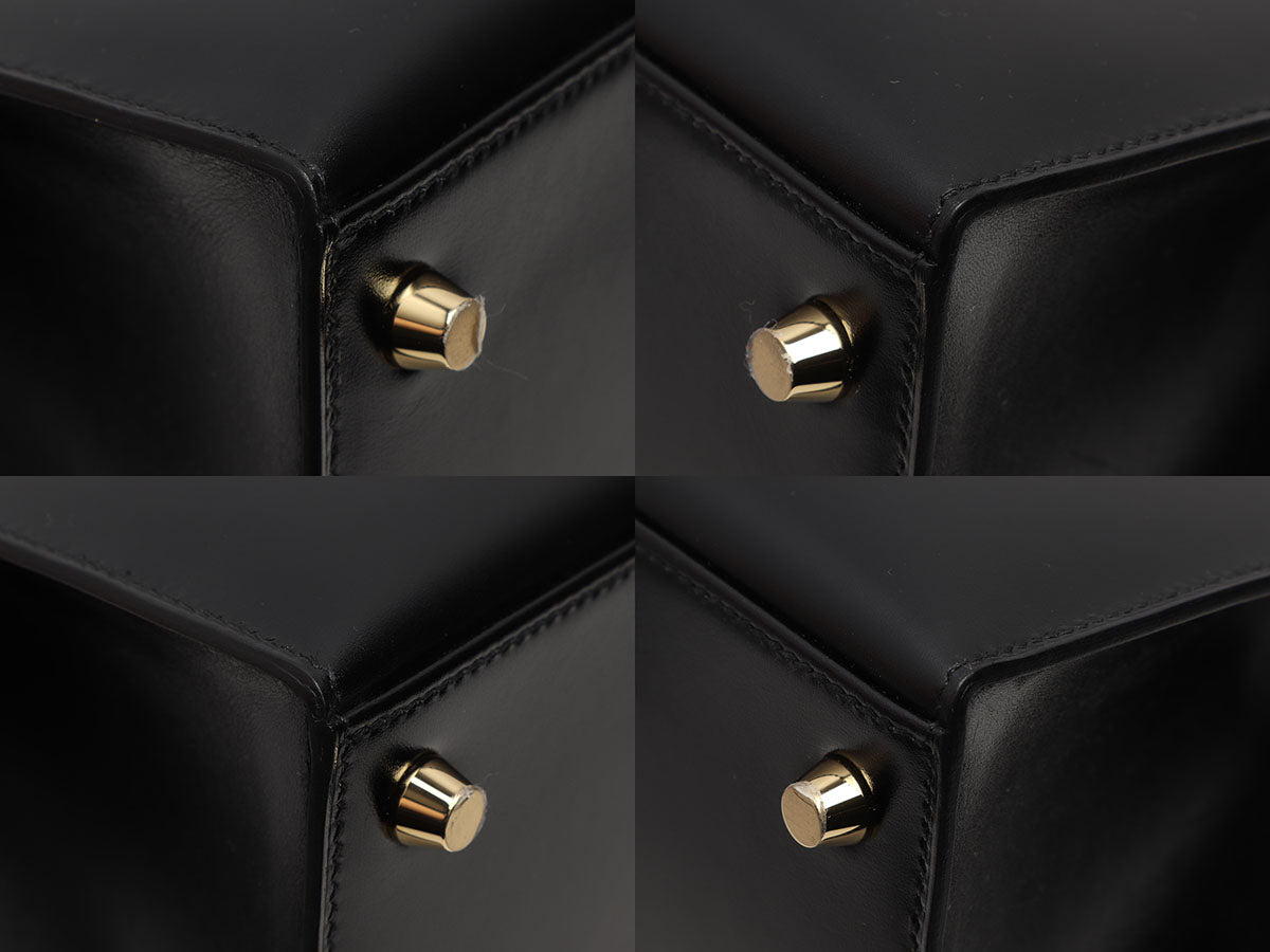 Hermes Kelly 25 Noir Box Leather GHW - Kaialux