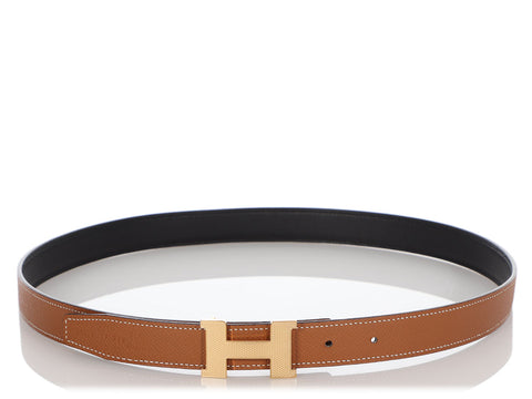 Hermès Gold and Noir Mini Constance Guillochée Reversible Belt Kit 24mm