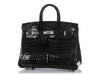 Hermès Black Shiny Porosus Crocodile Birkin 25